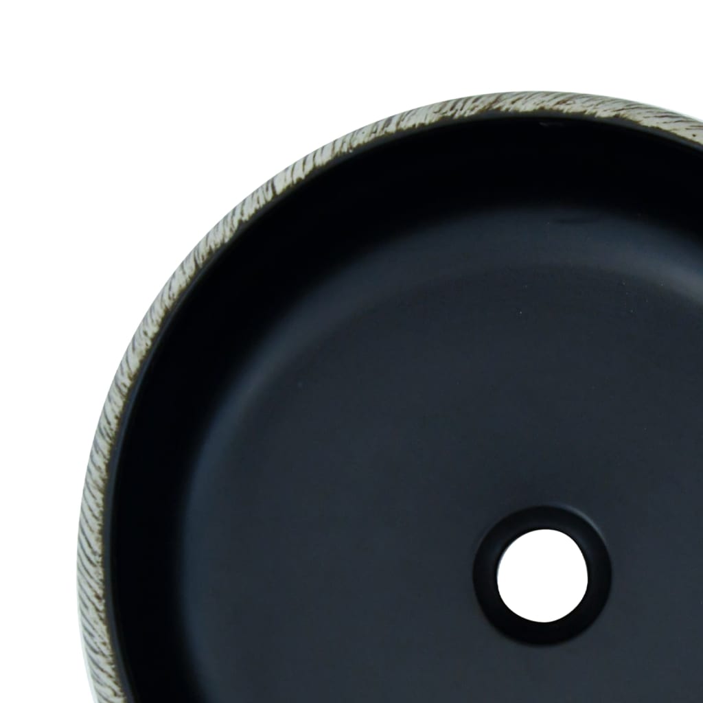 Countertop Basin Black and Grey Round Φ41x14 cm Ceramic