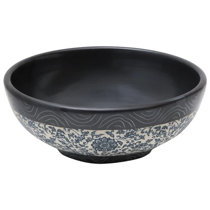 Countertop Basin Black and Blue Round Φ41x14 cm Ceramic