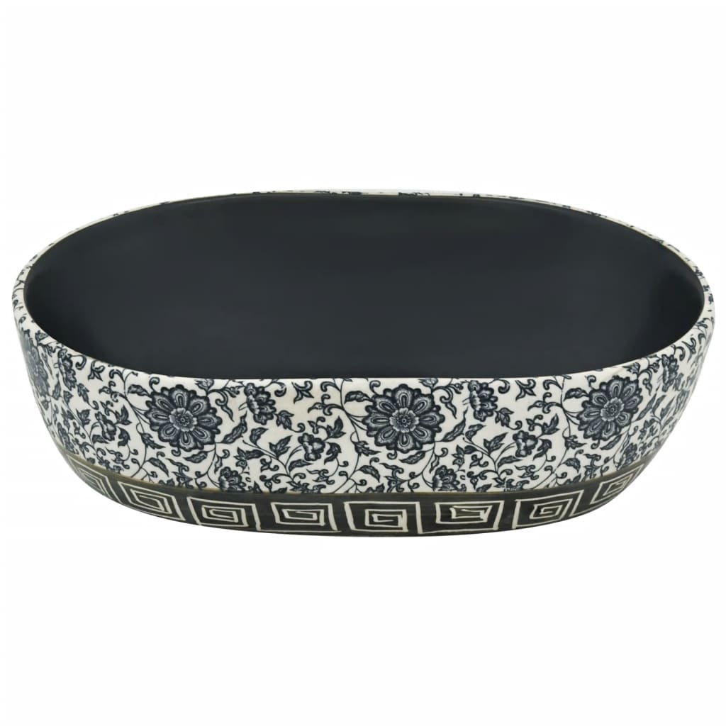 Countertop Basin Black and Blue Oval 47x33x13 cm Ceramic