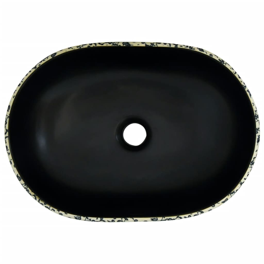 Countertop Basin Black and Blue Oval 47x33x13 cm Ceramic