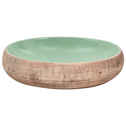 Countertop Basin Green and Brown Oval 59x40x15 cm Ceramic