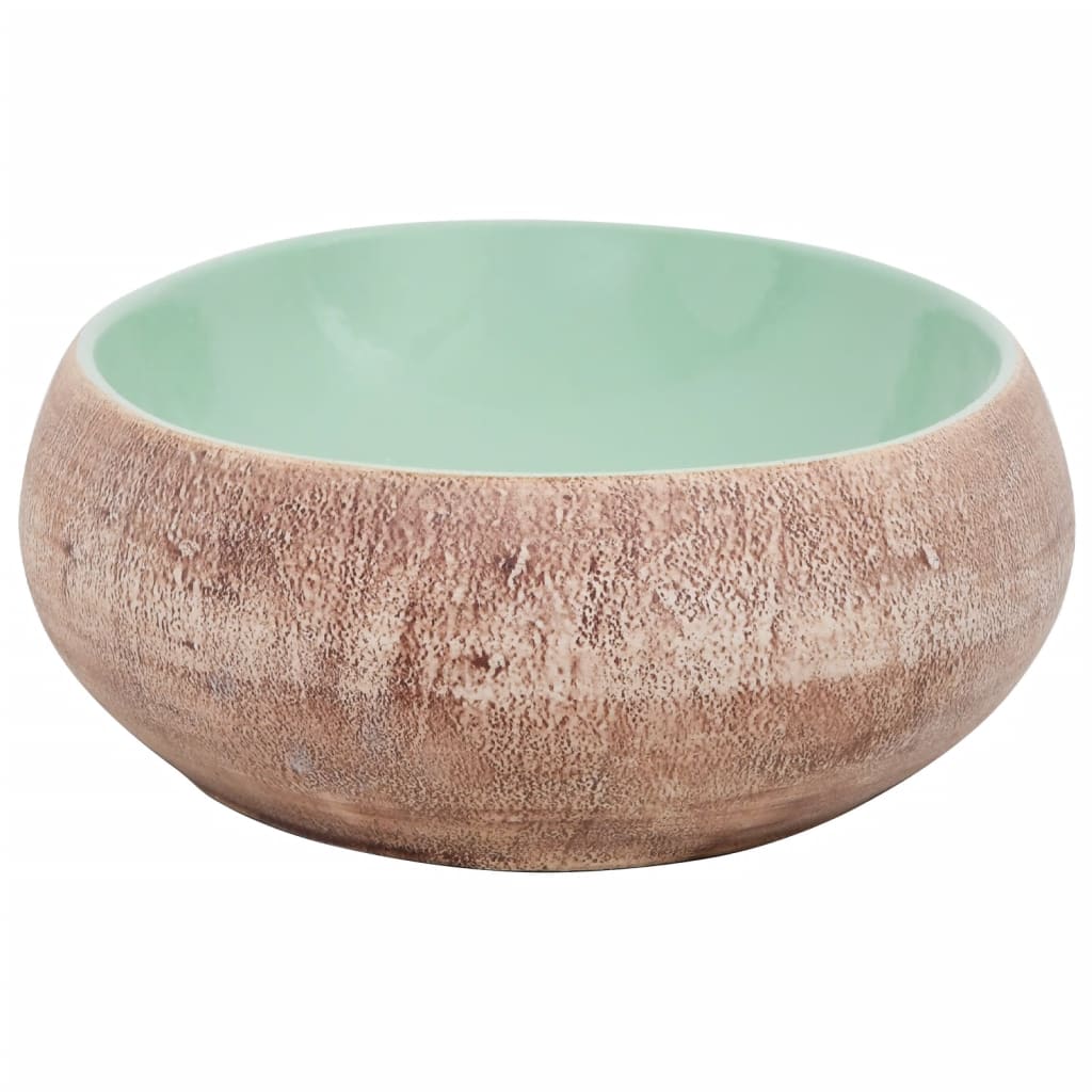 Countertop Basin Green and Brown Oval 59x40x15 cm Ceramic