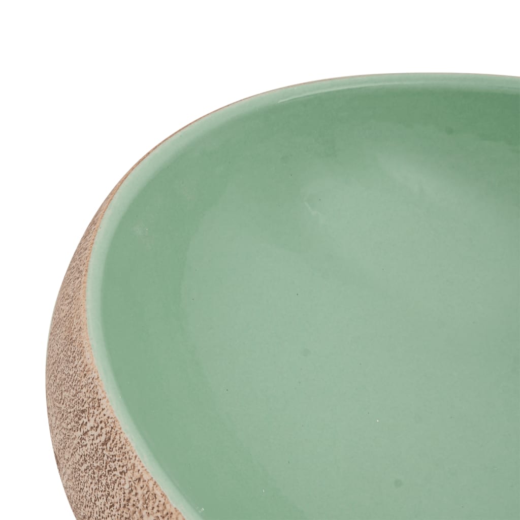 Countertop Basin Green and Brown Oval 59x40x15 cm Ceramic