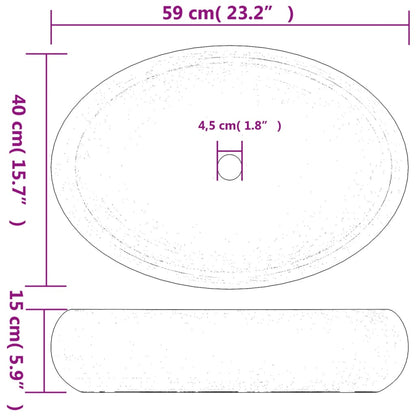 Countertop Basin Brown Oval 59x40x15 cm Ceramic