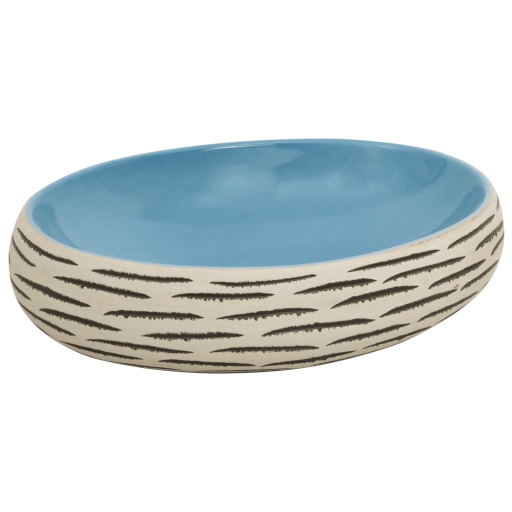 Countertop Basin Multicolour Oval 59x40x15 cm Ceramic