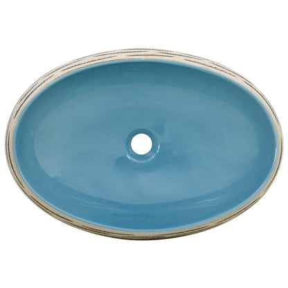 Countertop Basin Multicolour Oval 59x40x15 cm Ceramic