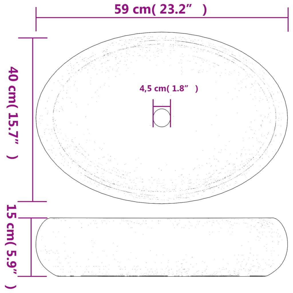 Countertop Basin Green and Brown Oval 59x40x15 cm Ceramic