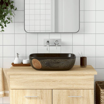 Countertop Basin Black Rectangular 48x37.5x13.5 cm Ceramic