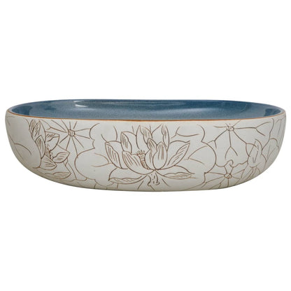 Countertop Basin Sand and Blue Oval 59x40x14 cm Ceramic