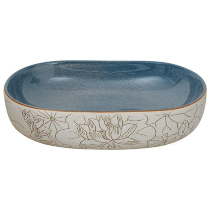 Countertop Basin Sand and Blue Oval 59x40x14 cm Ceramic