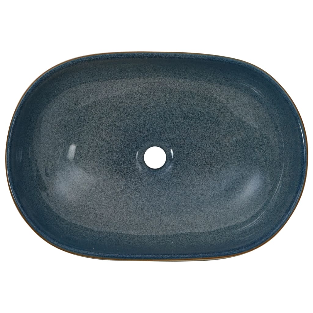 Countertop Basin Sand and Blue Oval 59x40x14 cm Ceramic