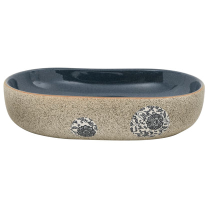 Countertop Basin Sand and Blue Oval 59x40x14 cm Ceramic