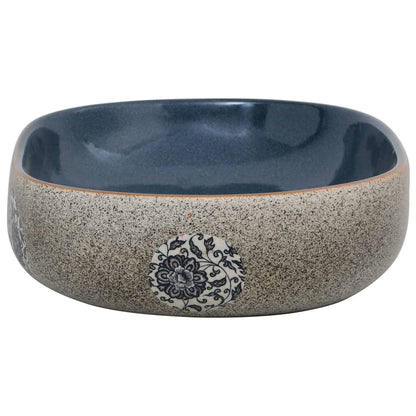 Countertop Basin Sand and Blue Oval 59x40x14 cm Ceramic