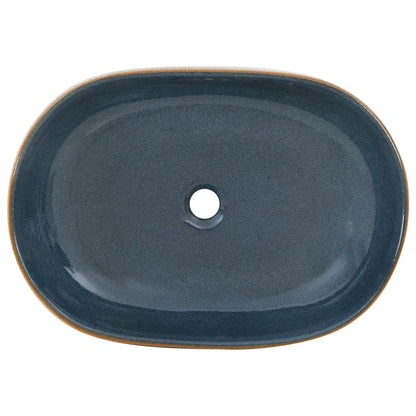 Countertop Basin Sand and Blue Oval 59x40x14 cm Ceramic