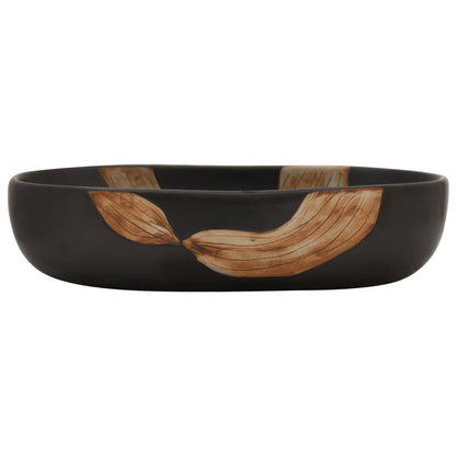 Countertop Basin Black Oval 59x40x14 cm Ceramic