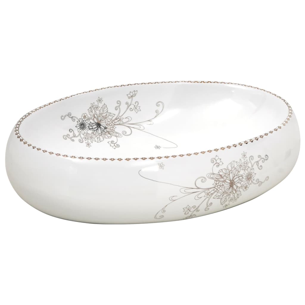 Countertop Basin White Oval 59x40x15 cm Ceramic