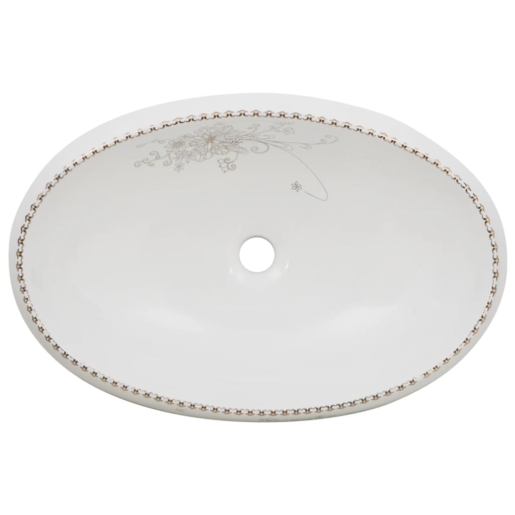 Countertop Basin White Oval 59x40x15 cm Ceramic