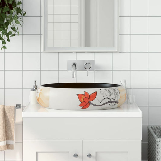 Countertop Basin Multicolour Oval 59x40x15 cm Ceramic