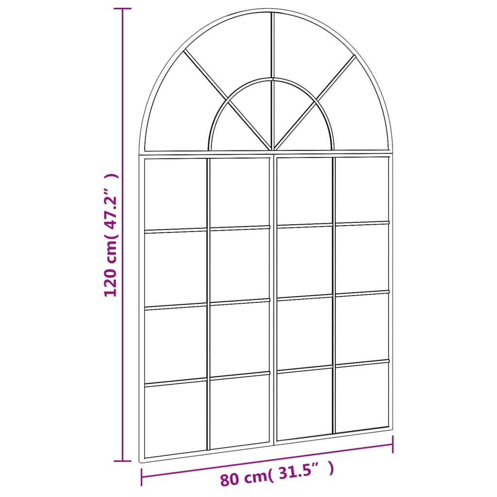 Wall Mirror Black 80x120 cm Arch Iron