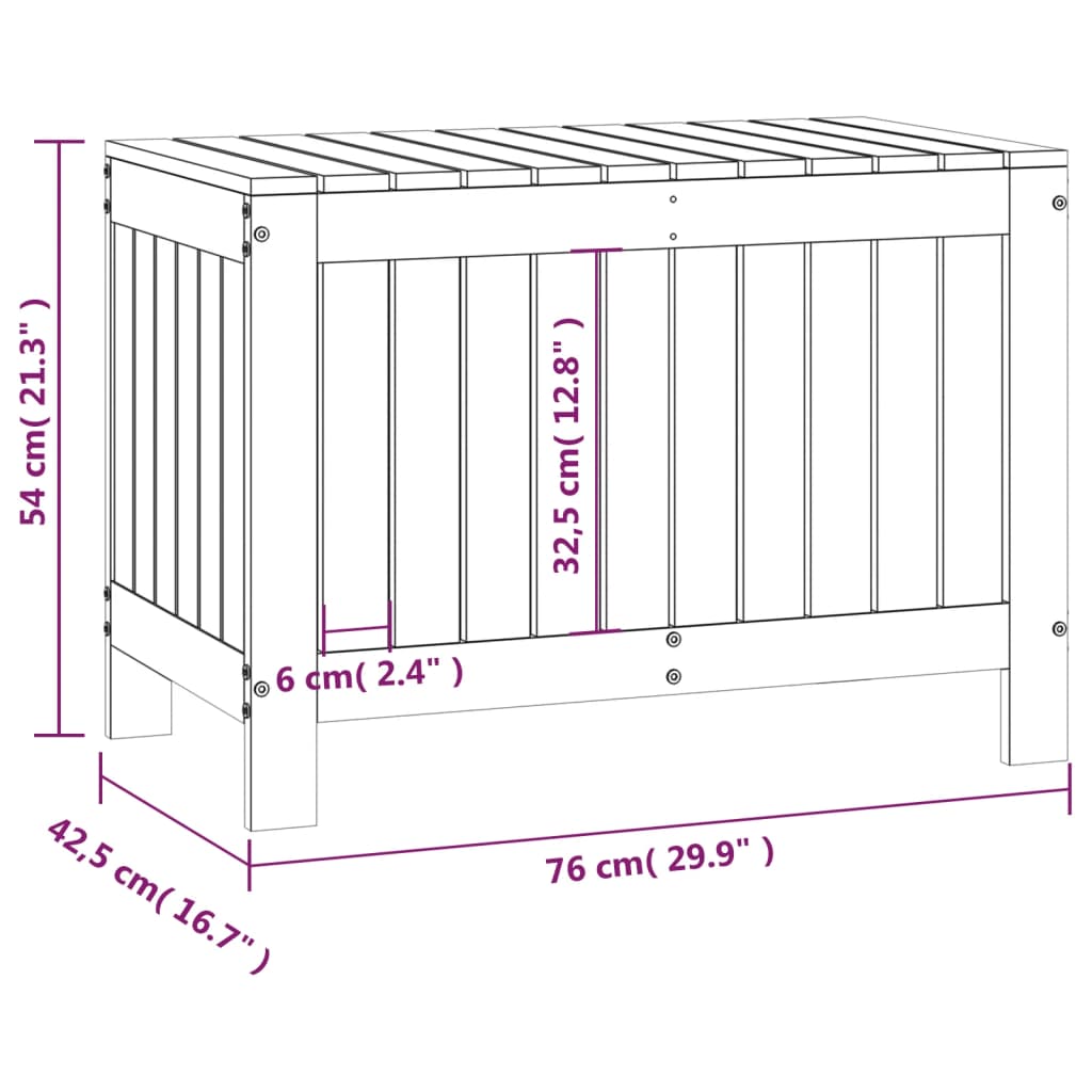 Garden Storage Box White 76x42.5x54 cm Solid Wood Pine