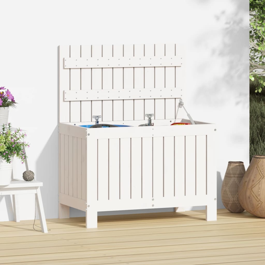 Garden Storage Box White 76x42.5x54 cm Solid Wood Pine