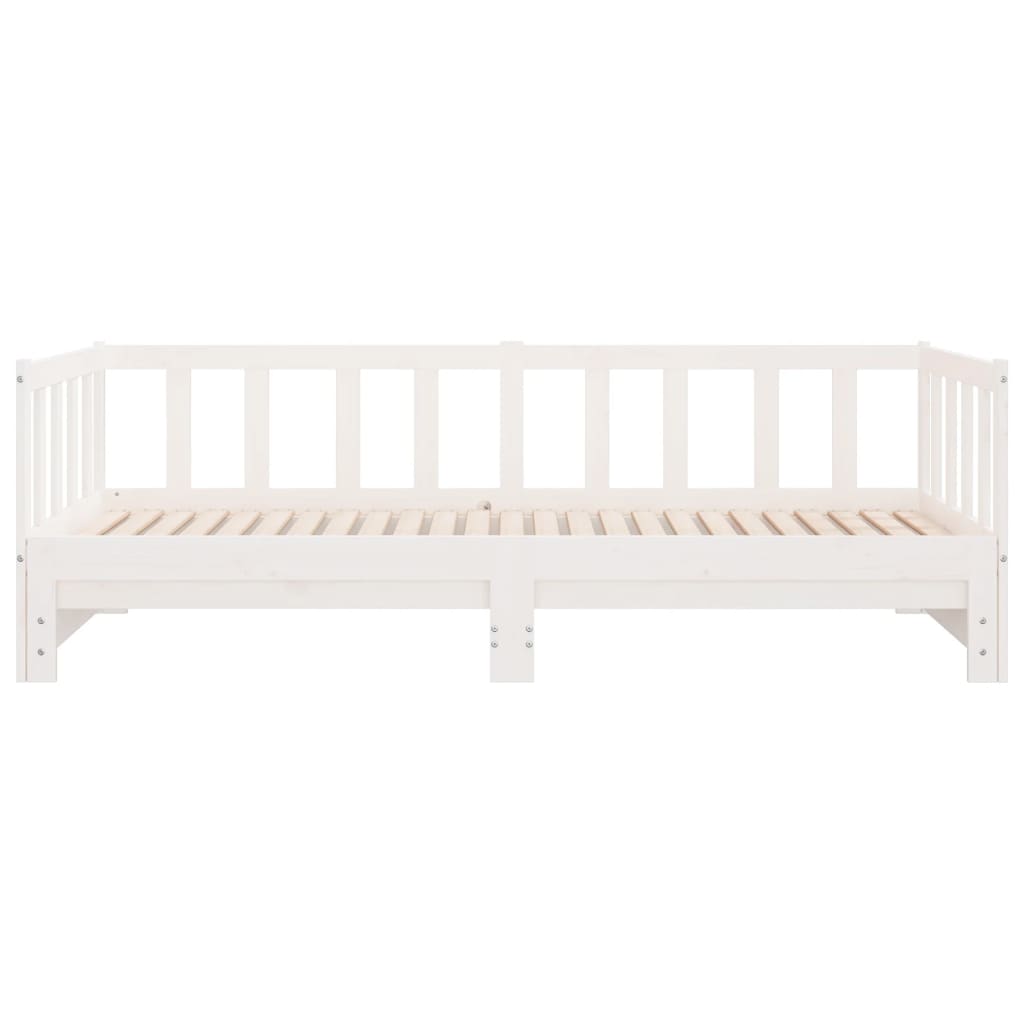 Day Bed with Trundle without Mattress White 90x200 cm Solid Wood