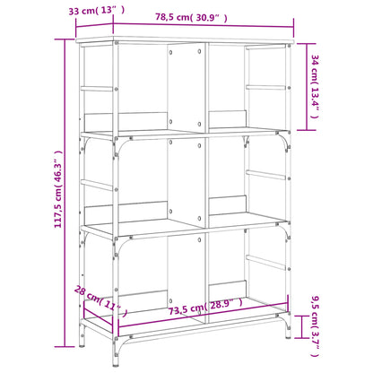 Bookshelf Black 78.5x33x117.5 cm Engineered Wood