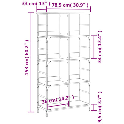 Bookshelf Black 78.5x33x153 cm Engineered Wood