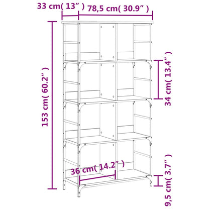 Bookshelf Sonoma Oak 78.5x33x153 cm Engineered Wood