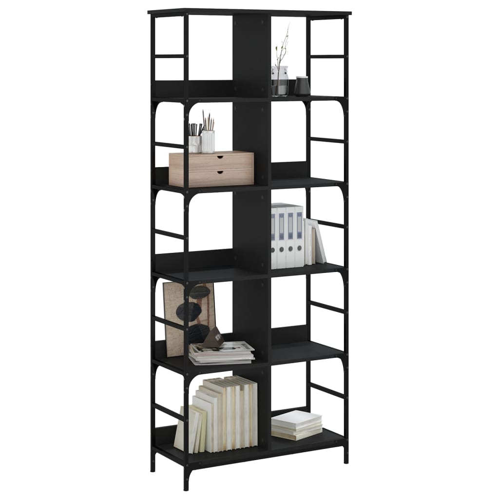 Bookshelf Black 78.5x33x188.5 cm Engineered Wood