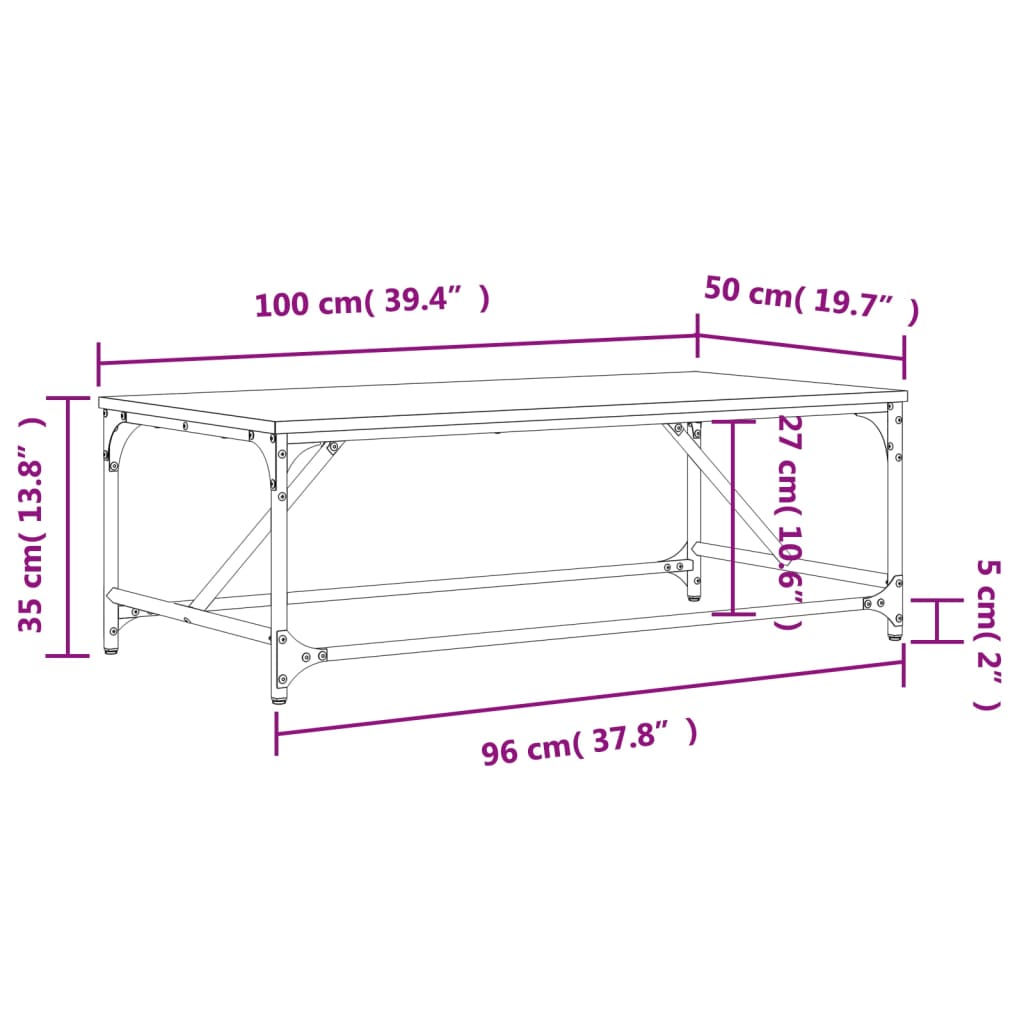 Coffee Table Grey Sonoma 100x50x35 cm Engineered Wood