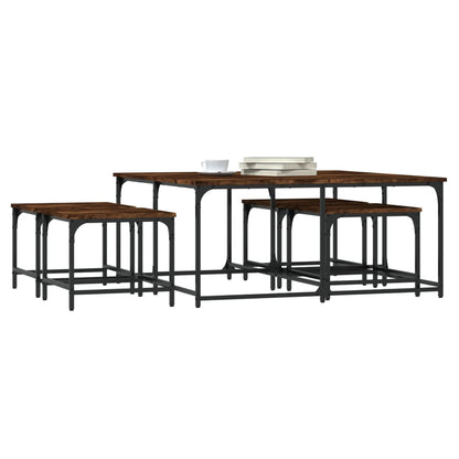 Nesting Coffee Tables 5 pcs Smoked Oak Engineered Wood