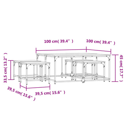 Nesting Coffee Tables 5 pcs Smoked Oak Engineered Wood