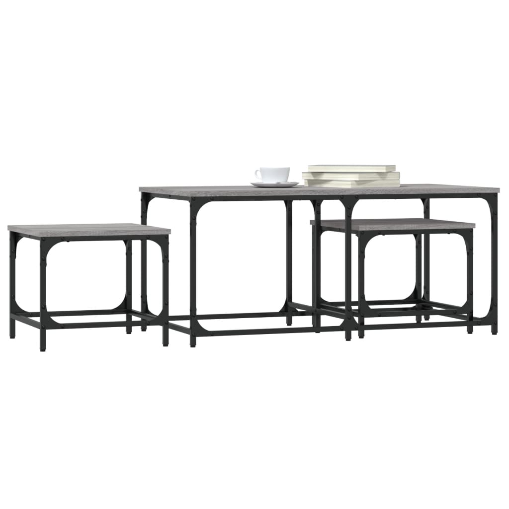 Nesting Coffee Tables 3 pcs Grey Sonoma Engineered Wood