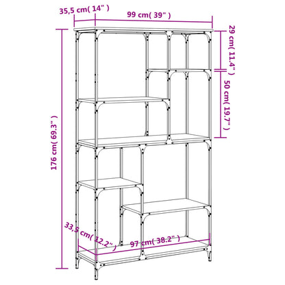 Bookshelf Sonoma Oak 99x35.5x176 cm Engineered Wood and Steel