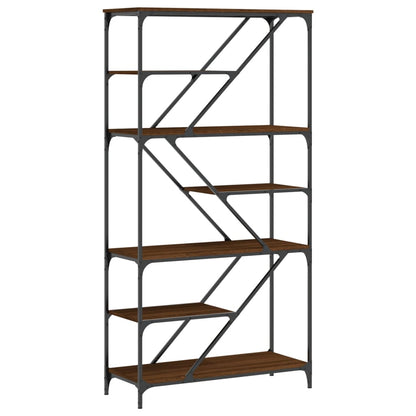 Bookshelf Brown Oak 91x36x176 cm Engineered Wood and Steel