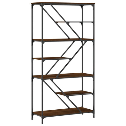 Bookshelf Brown Oak 91x36x176 cm Engineered Wood and Steel