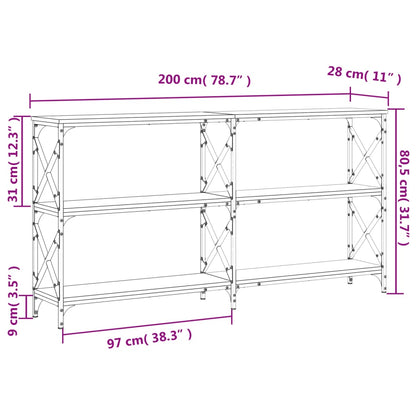 Console Table Brown Oak 200x28x80.5 cm Engineered Wood