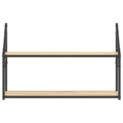 2-Tier Wall Shelf Sonoma Oak 80x21x51 cm Engineered Wood