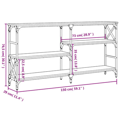 Console Table Black 150x29x76.5 cm Engineered Wood