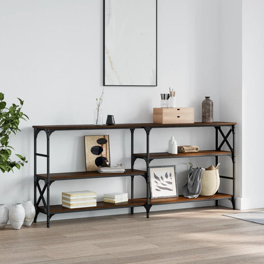 Console Table Brown Oak 180x29x76.5 cm Engineered Wood