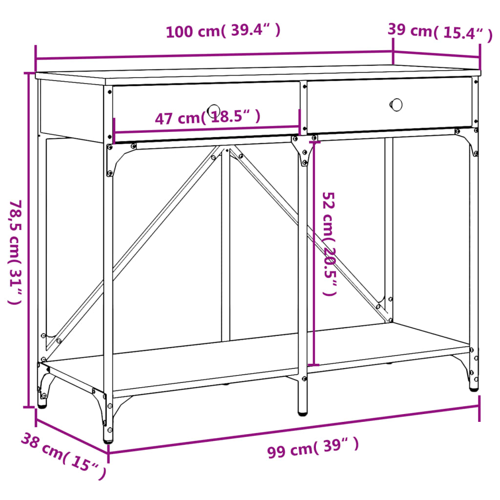 Console Table Sonoma Oak 100x39x78.5 cm Engineered Wood