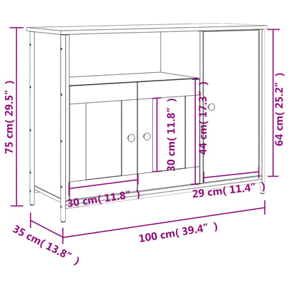 Sideboard Grey Sonoma 100x35x75 cm Engineered Wood