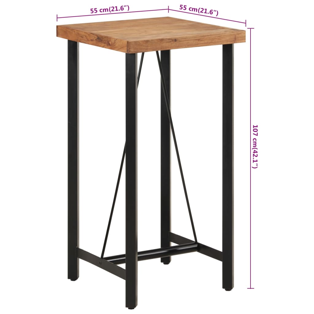 Bar Table 55x55x107 cm Solid Wood Acacia and Iron