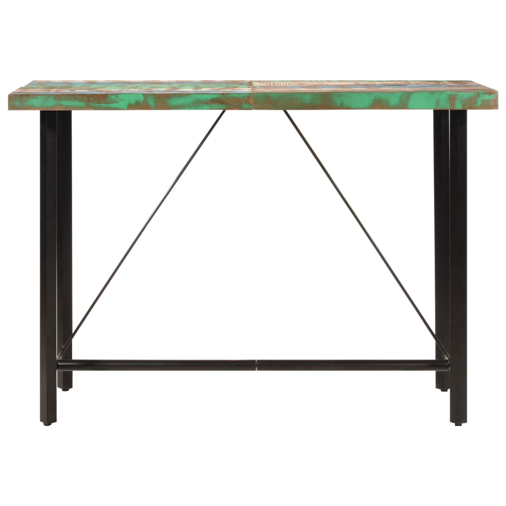 Bar Table 150x70x107 cm Solid Wood Reclaimed and Iron