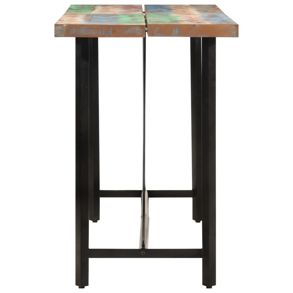 Bar Table 150x70x107 cm Solid Wood Reclaimed and Iron