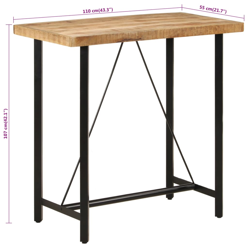 Bar Table 110x55x107 cm Solid Wood Mango and Iron