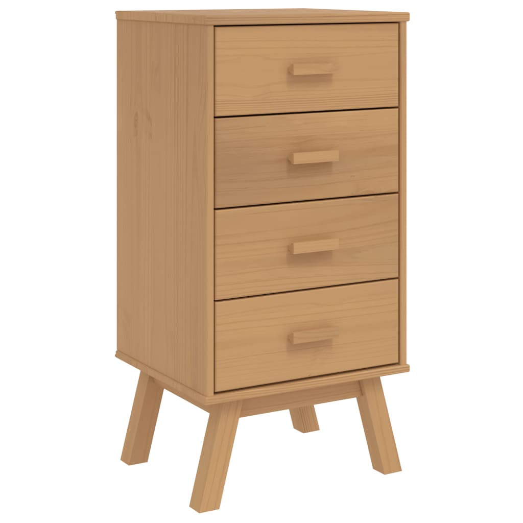 Bedside Cabinet OLDEN Brown Solid Wood Pine