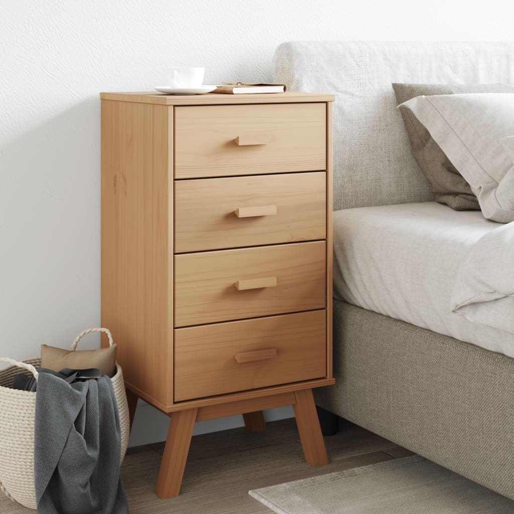 Bedside Cabinet OLDEN Brown Solid Wood Pine