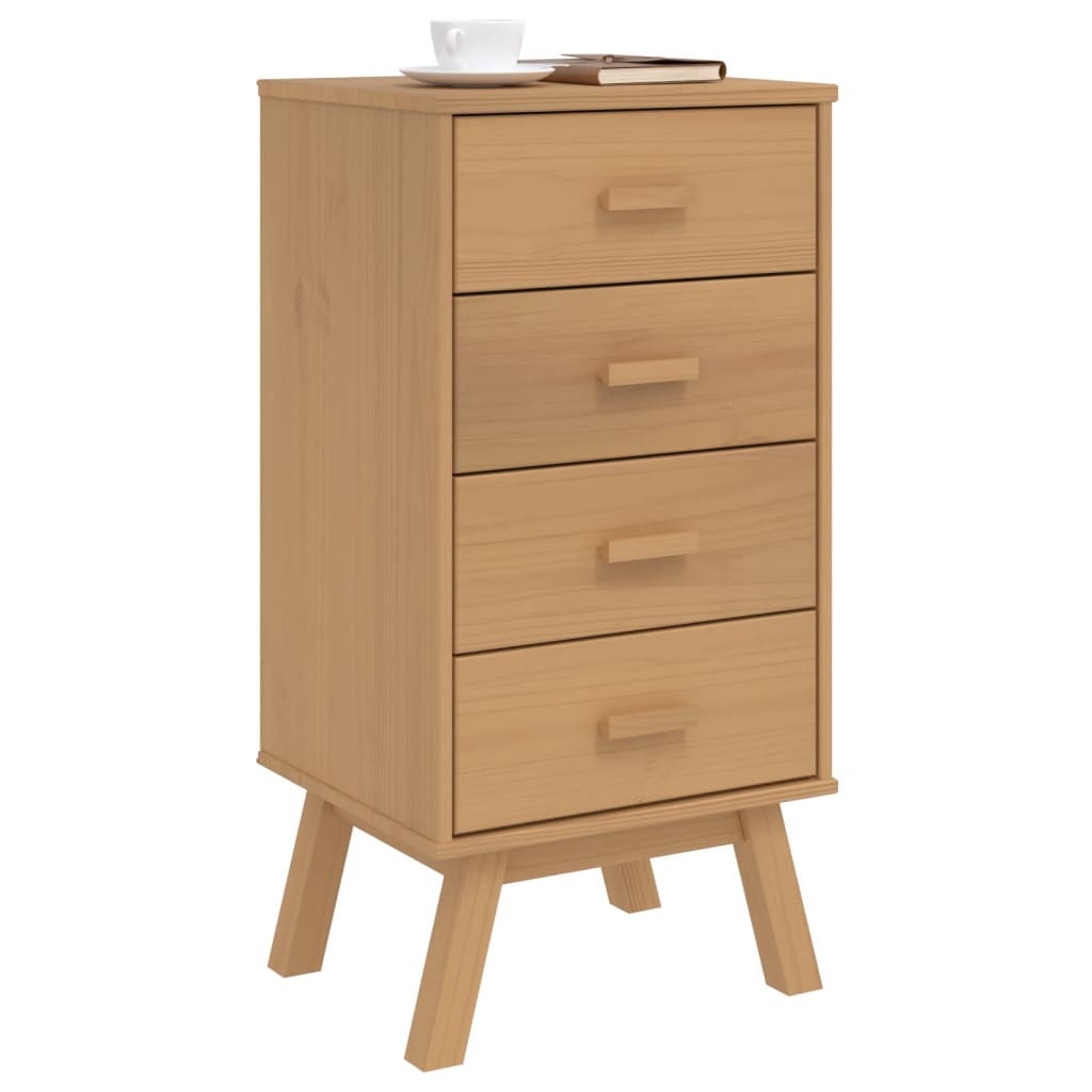 Bedside Cabinet OLDEN Brown Solid Wood Pine